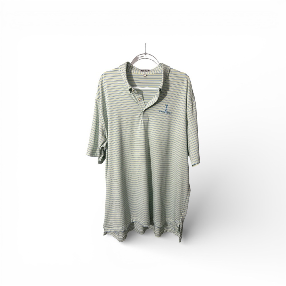 Peter Millar Summer Comfort Green Striped Polo Golf Streamsong Black XXL